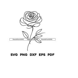 Rose Flower Line Art Design | svg png dxf eps pdf | vector graphic cut file laser clip art | instant digital download co