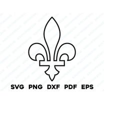 Fleur de lis 2 Outline | svg png dxf eps pdf | design cut print laser engrave files | instant digital download commercia
