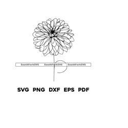 Dahlia Flower Line Art Design | svg png dxf eps pdf | vector graphic cut file laser clip art | instant digital download