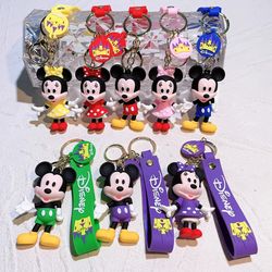 disney mickey mouse keychain for women anime cute minne figure doll keyring couple bag pendent jewelry children toy xmas