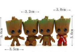 4pcs/set Marvel Guardians of The Galaxy Avengers Groot Baby Tree Man Keychain Model Figure Toys 5cm