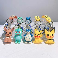pokemon anime figure pikachu psyduck snorlax metal pvc aldult children toys car keychain or bag pendant gift