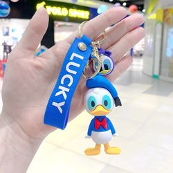 New Creative Cartoon Mickey Minnie Keychain Donald Duck Pendant Couple Bag Car Keychain Small 3D Action Figure Anime Dol