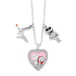 Disney The Nightmare Before Christmas Necklace Jack Skellington Sally Vintage Heart Pendant Necklace for Halloween Acces