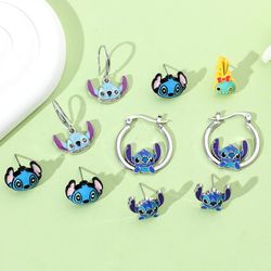 Disney Lilo & Stitch Stud Earrings Cute Stitch Hoop Drop Earring Cosplay Accessories Gifts for Women Girls Fans Christma