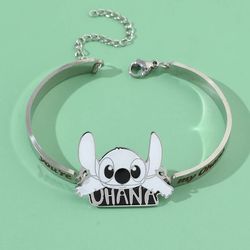 Cross-border new product animation cartoon Stitch stainless steel letter oil dripping bracelet adjustable jewelry