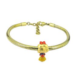pulseira 316L Tianium charm Gold Color Disneyer Cartoon Pendant Bracelet For women girls jewelry