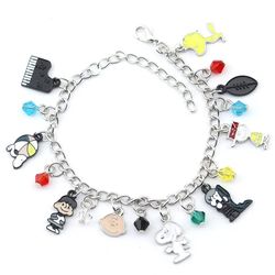 Snoopy Charlie Brown Woodstock Cartoon Cute Alloy Drip Oil Multi Combination Charm Bracelet Anime Toys For Girl Jewelry