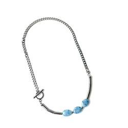 2022 New Hai Lanbao titanium steel gemstone splicing clavicle chain OT buckle handcrafted exquisite design of female