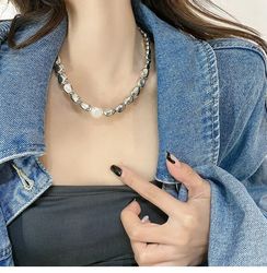 2023 Fashion Silver Color Metal Bead Pearl Necklace For Women Charm Exquisite Temperament Choker Necklaces Party Jewelry
