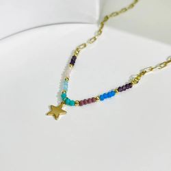 2022 European retro simple new cool wind texture fashion five pointed star pendant necklace female clavicle chain