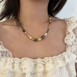 Handmade beaded necklaces Bohemian folk style retro new Chinese wood collarbone chain exquisite womens necklaces