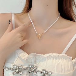 exquisite simple sweet love pendant necklace INS fashion beautiful pearl clavicle chain sweet cool choker women