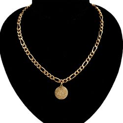Metal Gold Necklace Coin Pendant Medallion Choker Charm Layering Men Chains Jewelry for Women Girls Holidays Gift