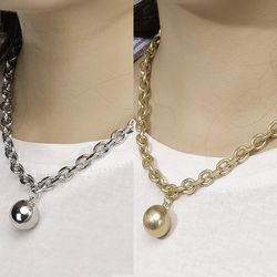 Gold Ball Necklaces Chunky Silver Chain Necklaces for Women Trendy Pendant Cute Gold Plated Filled Cuban U Link Chain