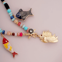 Summer Bohemian Cute Animal Fish Shape Handmade Beads Spacer Beads Mix Color Necklace girls mermaid accessories Women