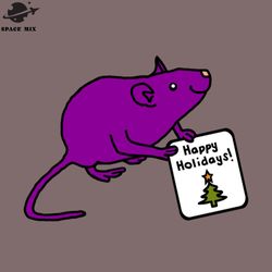 Cute Christmas Rat says Happy Holidays PNG Design
