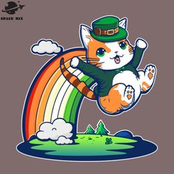 Lucky Irish Rainbow Cat  PNG Design