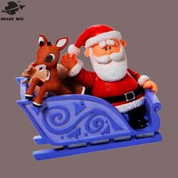 Rudolph and Santa Rankin Bass Retro Vintage PNG Design