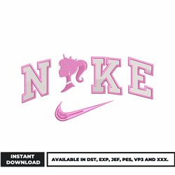 nike pink barbie embroidery design, barbie embroidery, logo nike embroidery, embroidery file, digital download.