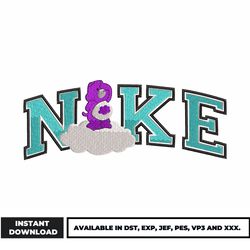 nike purple bear embroidery design, bear embroidery, logo nike embroidery, embroidery file, digital download.