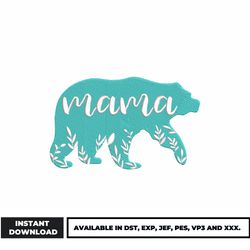 bear mama embroidery design, bear embroidery, cartoon embroidery, logo shirt, embroidery file, digital download.