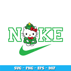 Nike Green Christmas Tree Kawaii Kitty svg, Logo Brand svg, Nike svg, cartoon svg, logo design svg, Instant download.