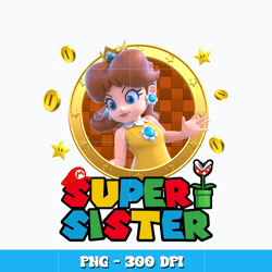 Super Sister design Png, Princess Daisy png, Cartoon svg, Logo design svg, Digital file png, Instant download.