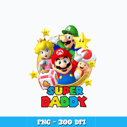 Super Daddy design Png, mario bros. characters png, Cartoon svg, Logo design svg, Digital file png, Instant download.