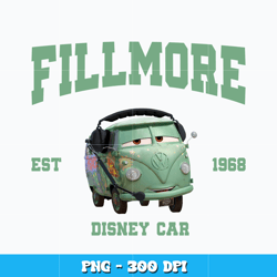 Fillmore Est 1968 Design Png, Disney cars png, Cartoon svg, Logo design svg, Digital file png, Instant download.