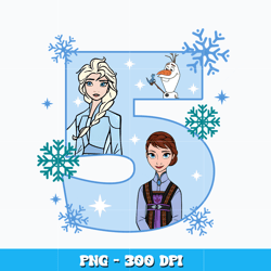Anna and elsa 5th png, Birthday cartoon Png, Cartoon png, Logo design Png, Digital file png, Instant download.