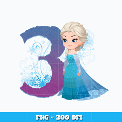 Elsa 3rd png, Frozen png, Birthday cartoon Png, Cartoon png, Logo design Png, Digital file png, Instant download.