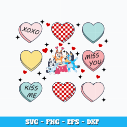 Bluey friends heart valentine svg, Bluey cartoon svg, cartoon svg, Logo design svg, Digital file svg, Instant Download.