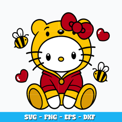 Hello Kitty winnie the pooh Svg, Hello Kitty svg, cartoon svg, logo design svg, digital file svg, Instant download.