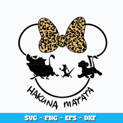 Hakuna Matata minnie mouse svg, Disney minnie head svg, cartoon svg, logo design svg, digital file svg, Instant download
