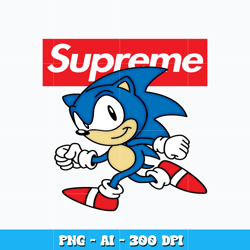 Supreme Sonic svg, Sonic the hedgehog svg, cartoon svg, logo design svg, digital file svg, Instant download.