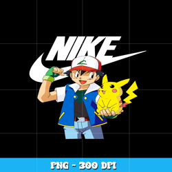 Satoshi And Pikachu Nike png, Satoshi And Pikachu png, anime png, logo design png, digital file png, Instant download.