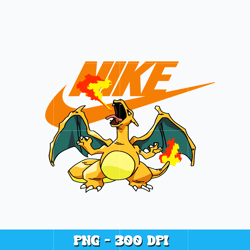 Charizard With Nike Png, Charizard anime png, logo design png, Logo Nike png, digital file png, Instant download.