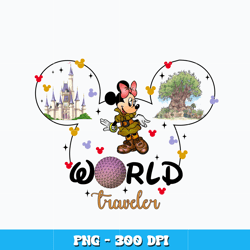 Quotes png, World Traveler png, Disney Minnie mouse png. cartoon png, logo design png, digital file, Instant download.