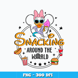 Snacking Around The World png, Daisy Duck png, Disney vacation png, logo design png, digital file, Instant download.