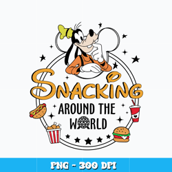 Snacking Around The World png, Goofy dog png, Disney vacation png, logo design png, digital file, Instant download.
