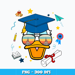 Donald duck head Graduation png, Donald disney png, Disney vacation png, logo design png, digital file, Instant download
