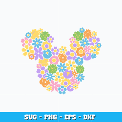 Mickey head flower svg, Disney mickey mouse svg, Disney vacation svg, logo design svg, digital file, Instant download.