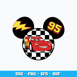 Mcqueen Mouse Head 95 svg, Disney svg, Disney vacation svg, logo design svg, digital file, Instant download.