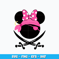 Minnie Pirates svg, Disney minnie head svg, Disney vacation svg, logo design svg, digital file, Instant download.