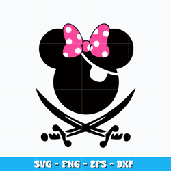 Minnie Pirates svg, Disney minnie mouse head svg, Disney vacation svg, logo design svg, digital file, Instant download.