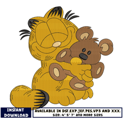 garfield and teddy bear embroidery design