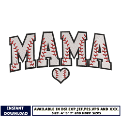 mama love baseball embroidery design