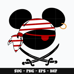 Mickey head priate Svg, Mickey svg, Disney svg, Svg design, cartoon svg, Instant download.