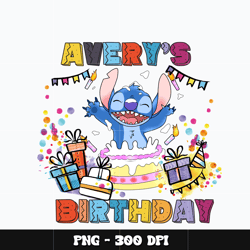 Stitch avery birthday png, Stitch Png, Disney Png, Png design, cartoon Png, Instant download.